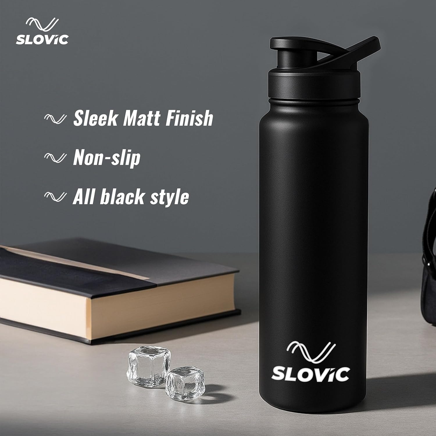 SLOVIC Steel Water Bottle 1 Ltr | Fridge Water Bottle with Sipper Cap | 100% BPA Free & leak-Proof | Sipper Bottles for Adults | Black - Image 4
