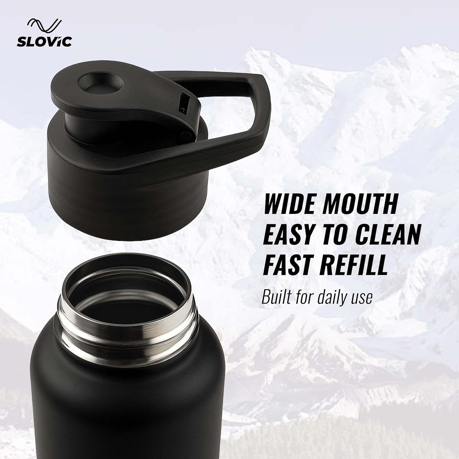 SLOVIC Steel Water Bottle 1 Ltr | Fridge Water Bottle with Sipper Cap | 100% BPA Free & leak-Proof | Sipper Bottles for Adults | Black - Image 5
